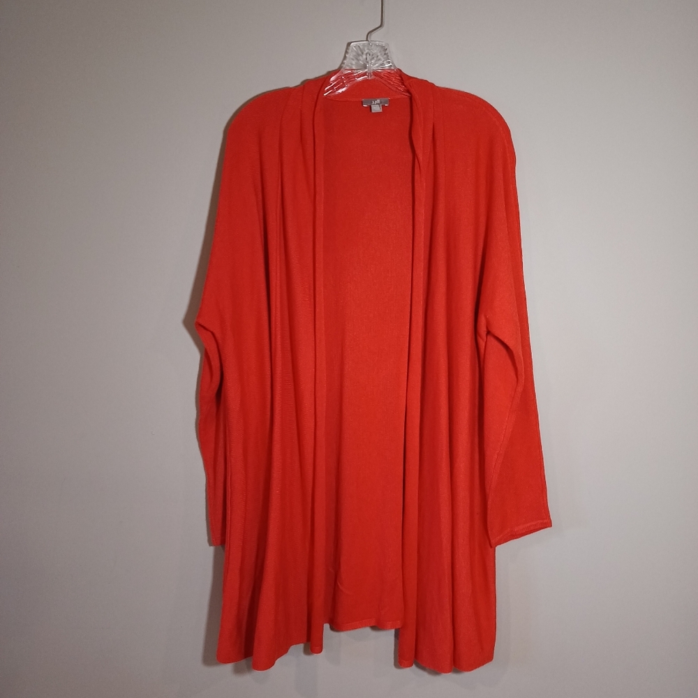 J. Jill Light Long Sleeve Open Cardigan Viscose Wool Blend Size L Orange